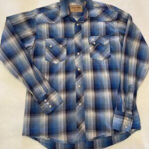 MEN'S WRANGLER RETRO® LONG SLEEVE PLAID SNAP 2 POCKET WESTERN SHIRT | M